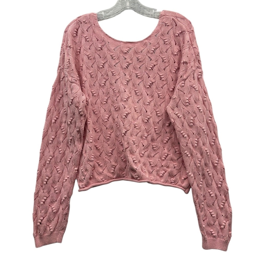 JUSTFAB‎ Women's Pink Textured Twist Back Sweater Feminine Romantic Chic Soft M